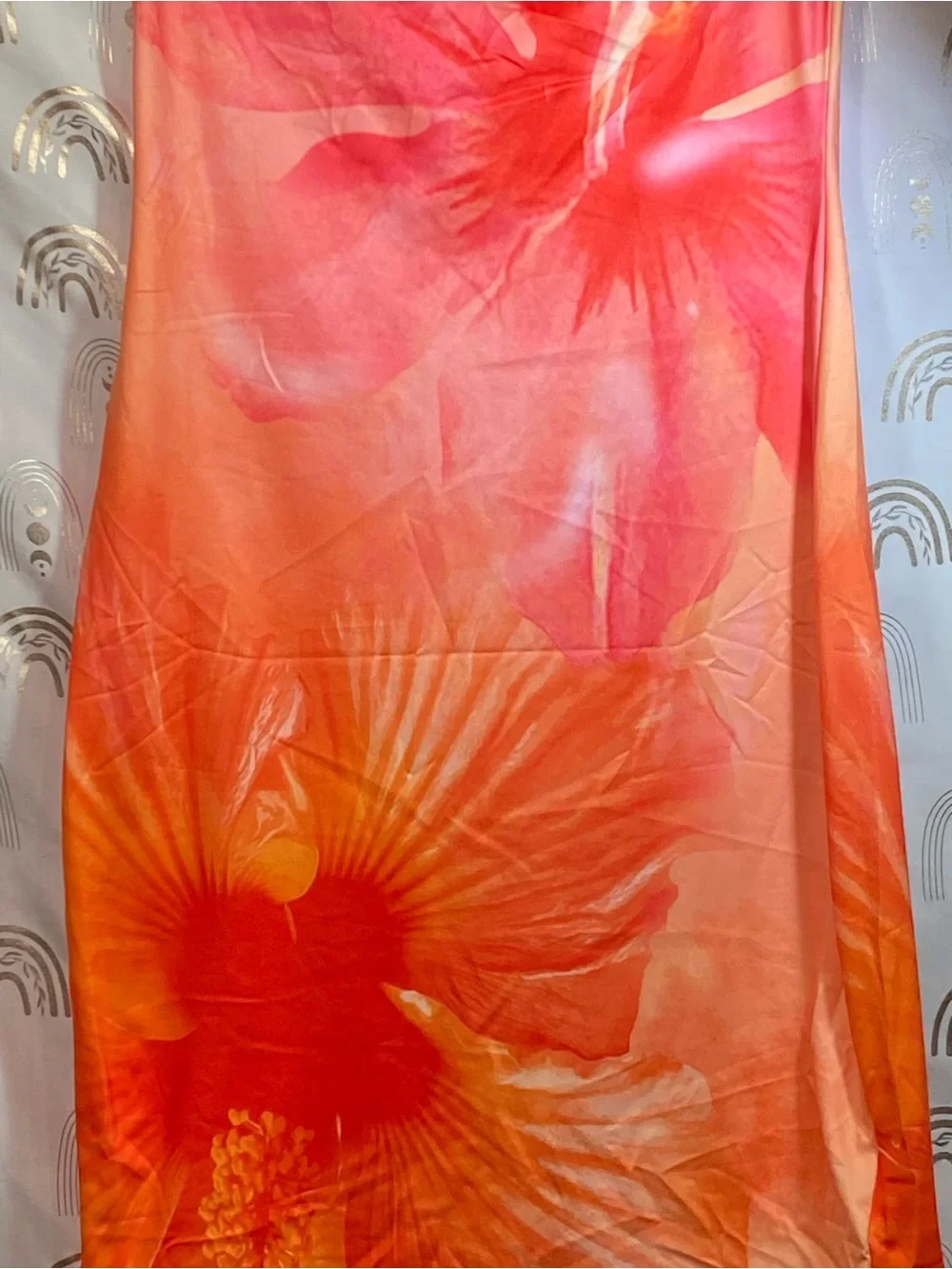 SHEIN Orange and Pink Floral Midi Dress